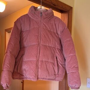 American Eagle Outfitters Mauve Corduroy Puffer Jacket